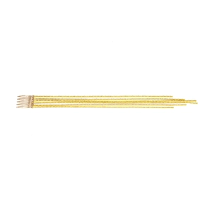 Detail of golden hair comb featuring long yellow rhinestone tassel chains for formal events
