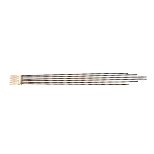 Detailed view of golden hair comb featuring multi-layered black rhinestone tassel chains