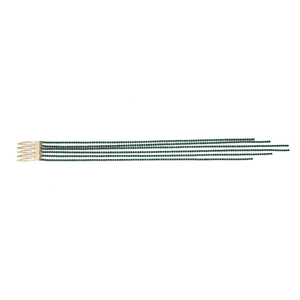 Close-up of golden hair comb with long green rhinestone tassels in a minimalist style