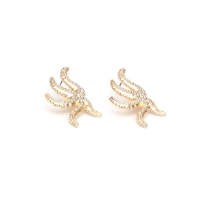 Goldene Oktopus-Tentakel-Ohrringe mit glitzernden Strasssteinen im Statement-Stil