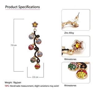 Colorful baroque star rhinestone earrings with dimensions 7.0cm height and zinc alloy base
