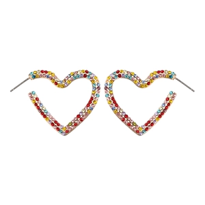 Boucles Oreilles Créoles Cœur Alliage Strass Künstliche Perle Brillante Colorée Romantique Style Coréen Bijoux Femmes Tige Acier