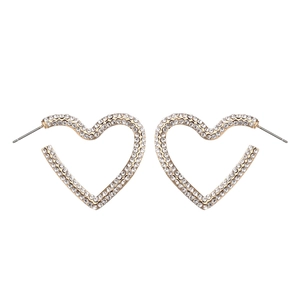 Élégantes créoles en forme de cœur dorées avec cristaux pavés pour un look romantique