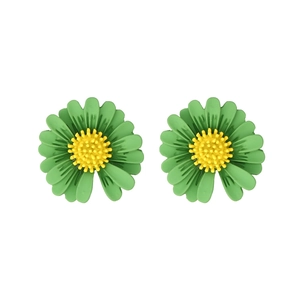 Small Daisy Flower Stud Earrings For Women Colorful Oil Drip Alloy Jewelry With 925 Sterling Silver Earring Post Sweet
