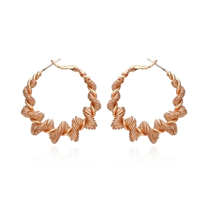 Boucles D'oreilles Créoles En Cuivre Plaqué Or Texture Spirale Bijoux Géométriques Pour Femmes Accessoire De Mode