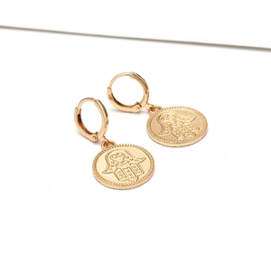 Boucles d'oreilles créoles Main de Fatima dorées de style bohème vintage baroque