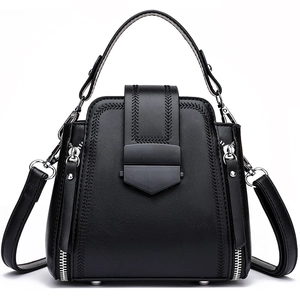 Women Bucket Bag PU Leather V-Shaped Stitching Crossbody Handbag With Adjustable Strap Fashion Simple Shoulder Bag