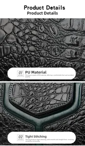 Close-up of embossed crocodile pattern on PU leather with high-quality stitching details