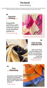 Detail view of luxury chain print faux silk scarf with fine printing and delicate edges