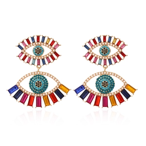 Evil Eye Dangle Earrings Alloy Colorful Rhinestone Faux Artificial Pearl Bohemian Style Jewelry Exotic For Women