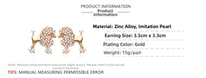 Detailed size specifications and weight for golden poodle earrings with pearl accents