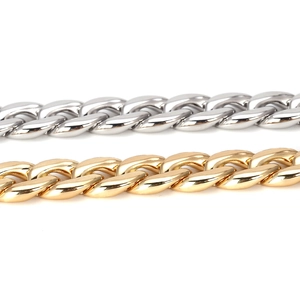 Chunky gold and silver Cuban link choker necklace with thick flat oval interlocking rings