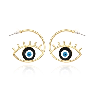 Boucles D'oreilles Mauvais Œil Alliage Émail Détail Cils Style Bohème Vintage Bijoux De Mode Pour Femmes