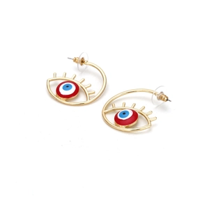 Boucles d'oreilles créoles dorées avec motif œil du diable et cils métalliques