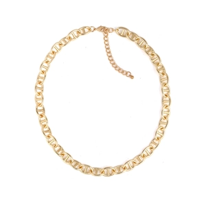 Collier Chaîne À Maillons Dorés Pour Femmes Rétro Hip Hop Alliage De Zinc Marin Ancre Nez De Cochon Bijoux Géométriques