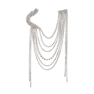 Broche À Franges En Strass Exagérée Épingle Géométrique Longue Chaîne Décoration De Vêtements Pour Femmes