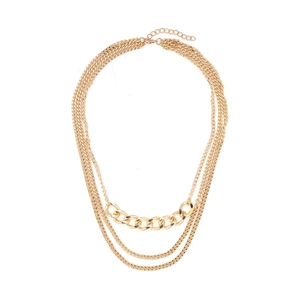 Multi Layer Alloy Necklace Vintage Golden Metal Curb Chain Chunky Link Streetwear For Women