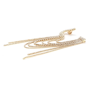 Élégante broche dorée avec pompons en cristal multicouches et strass brillants pour femmes