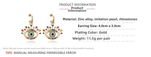 Spécifications des boucles d'oreilles Evil Eye avec strass colorés et perles d'imitation