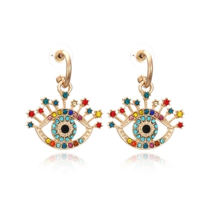 Boucles D'Oreilles Pendantes Mauvais Œil Strass Colorés Alliage Künstliche Perle D'Imitation Bijoux Bohèmes Pour Femmes