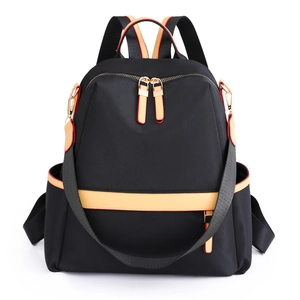 Fashion Women Nylon Backpack Water Resistant Anti-theft Travel Daypack Lightweight Multi-functional Casual Student School Bag Gold Hardware
