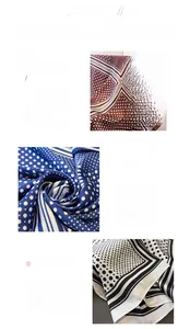 Detailansicht von Polka-Dot-Seidenschals mit roten, blauen und schwarzen Streifenmustern