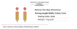 Spécifications détaillées des boucles d'oreilles crayon avec cristaux et émail