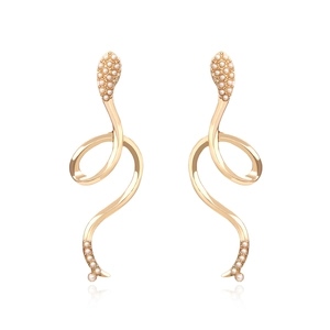 Boucles d'oreilles serpent dorées avec sertissage de perles au design courbé élégant