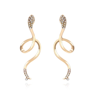 Boucles d'oreilles serpent dorées avec strass en cristal et perles pour femmes