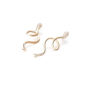 Boucles d'oreilles serpent dorées exagérées avec strass et perles pour femme
