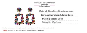 Detailed infographic showing vintage flower earrings with 5.6cm by 3.1cm dimensions