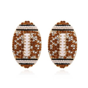 Boucles D'Oreilles Rugby Strass Alliage Imitation Künstliche Perle Football Américain Sport Bijoux Mode Pour Femmes