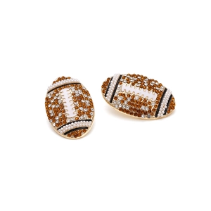 Boucles d'oreilles football américain vintage avec cristaux ambrés et perles