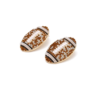 Boucles d'oreilles créatives en alliage football américain avec strass ambre et perles