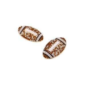 Boucles d'oreilles rugby créatives serties de cristaux et perles pour femmes