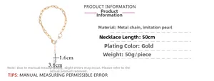 Detailed view of 50cm gold baroque pearl pendant necklace with 50g weight specifications
