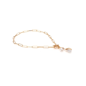 Collana a catena dorata barocca con pendenti di perle grandi e chiusura a levetta OT