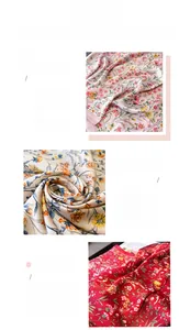 Gros plan détaillé de foulards en soie à fleurs montrant les coutures et la texture fine
