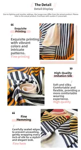 Detailed macro view of high-precision geometric stripe print on smooth faux silk scarf