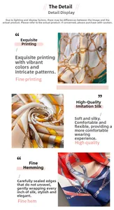 Detail view of equestrian chain patterns on three premium faux silk square scarves