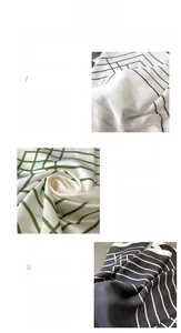 Detailed view of imitation silk scarves featuring fine line prints and exquisite hem edges
