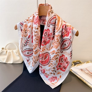Women Paisley Print Square Scarf Faux Satin Satin Floral Neck Head Wrap Elegant Versatile Fashion Shawl For Lady