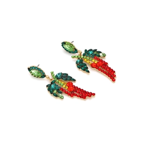 Exaggerated palm tree dangle earrings with colorful rhinestones and gold alloy base