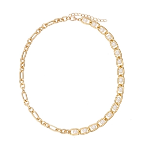 Collier À Chaîne Épissée Asymétrique Rétro Pour Femmes Avec Alliage Métallique Et Künstliche Perle D'Imitation Ronde Blanche