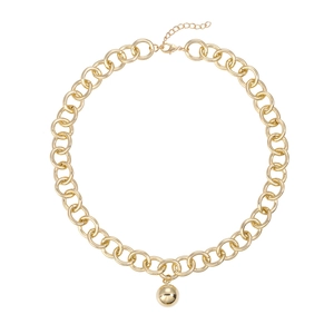 Collana A Catena Grossa In Lega Dorata Con Pendente A Sfera Rotonda Lucida Gioielli Di Moda Hip Hop Europeo Per Donna