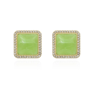 Geometric Square Stud Earrings With Alloy Resin And Rhinestones Retro Simple Fashion For Women Candy Color