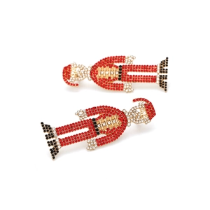 Funkelnde Strass-Weihnachtsmann-Ohrringe mit goldener Basis für festlichen Schmuck