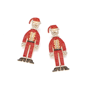 Funkelnde Weihnachtsmann-Ohrhänger mit bunten Strasssteinen auf Goldlegierung