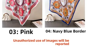 Detail of silk-like square scarves with vintage European equestrian patterns and prints