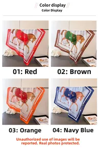 Grille de foulards en soie équestre en rouge, marron, orange et bleu marine avec chaînes